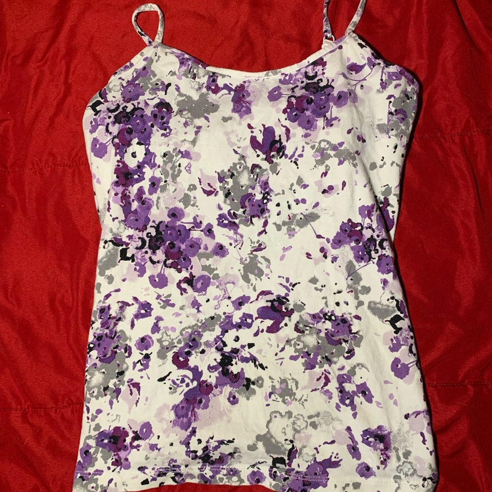 Apt essential xs tank top purple flower design